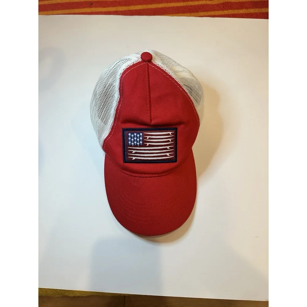 Solfish Snapback Hat Red Surf Skate‎ Beach Mesh USA Flag